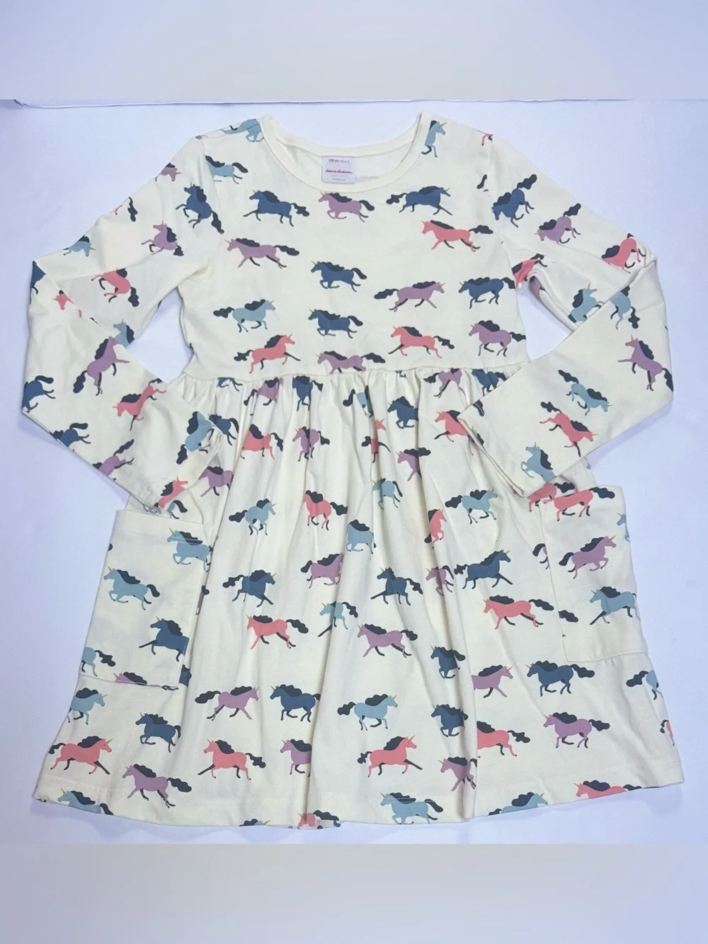 Hanna Andersson Girls Dress Lot Size 120 6-7 Unicorn Apple Print